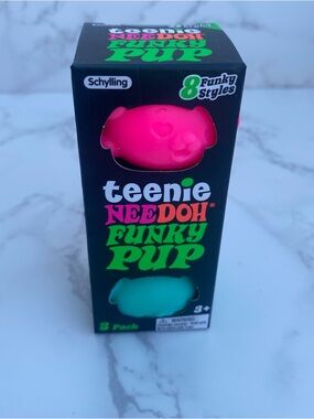 Teenie Funky Pup NeeDoh Squeeze Toy Neon Stress Ball Set of 3 Exact Style NEW